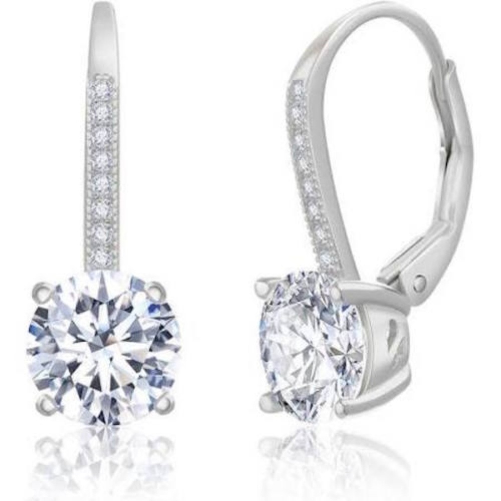 Sterling Silver Leverback Earrings Swarovski